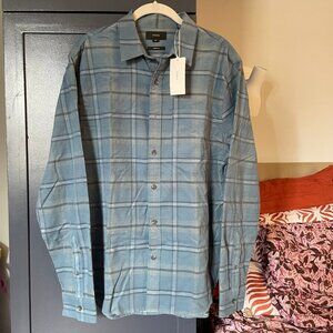 NWT Vince Men's Blue Pattern Button Down Shirt (M)
